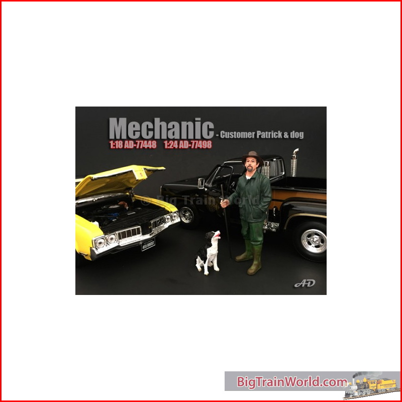 American Diorama 77498 - 1/24 mechanic figure customer patrick & dog