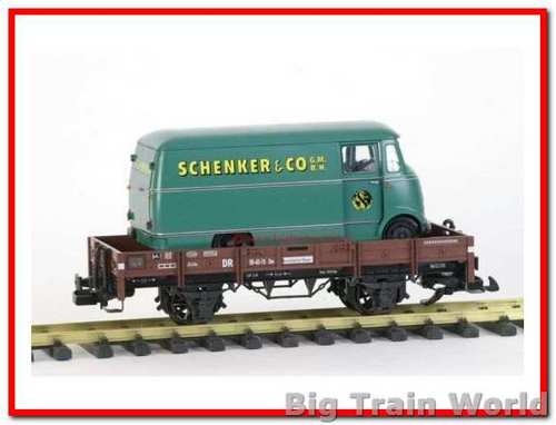 LGB 40104 - Niederbordwagen mit Mercedez Benz Transporter L 319 " SCHENKER" der