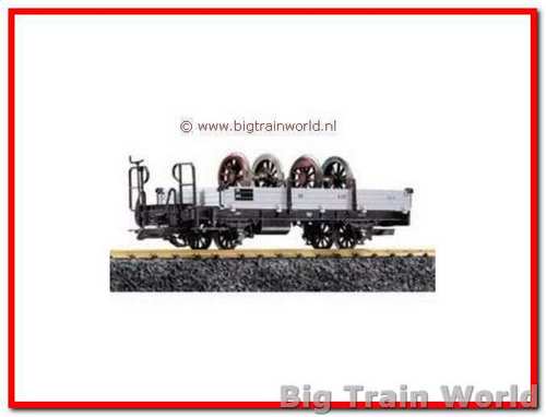 LGB 41090 - RhB Kk7327 platte wagon, beladen met 2 lok assen