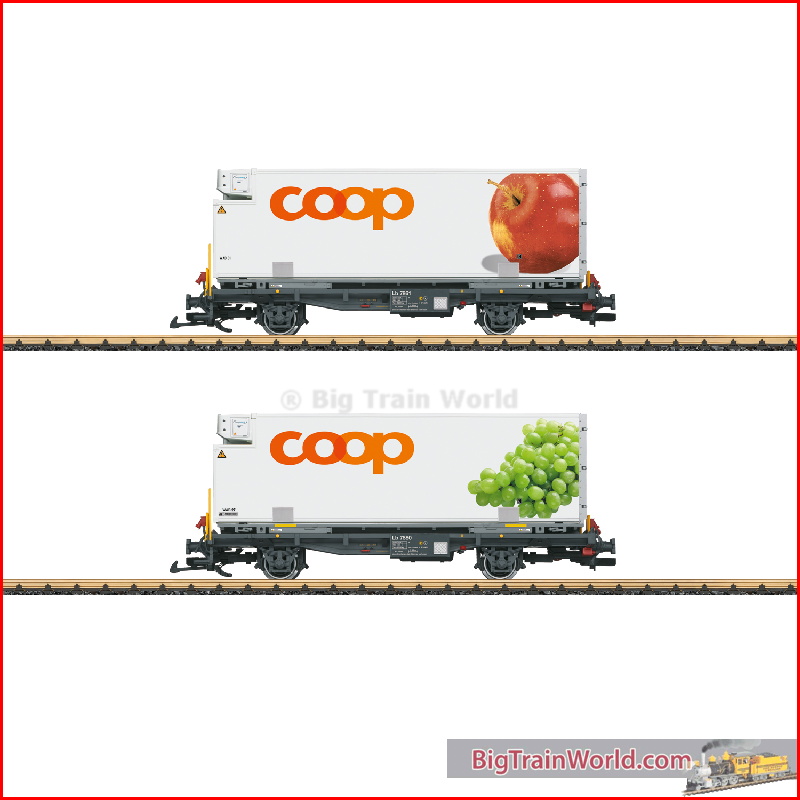 LGB 45887 - RhB Containerwagen Set coop® - Nieuw 2025