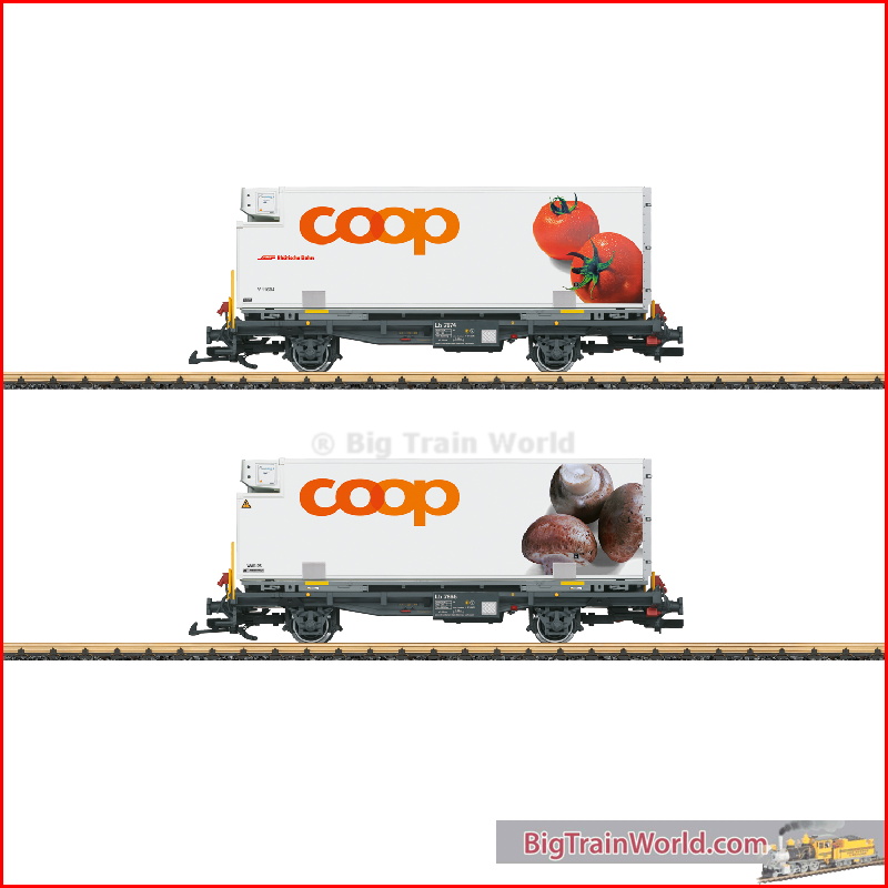 LGB 45888 - RhB Containerwagen Set coop® - Nieuw 2025