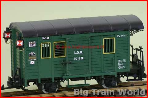 LGB 3019N - Postwagon, sluitlicht, gebruikt, lampjes ontbr, redelijke staat, box
