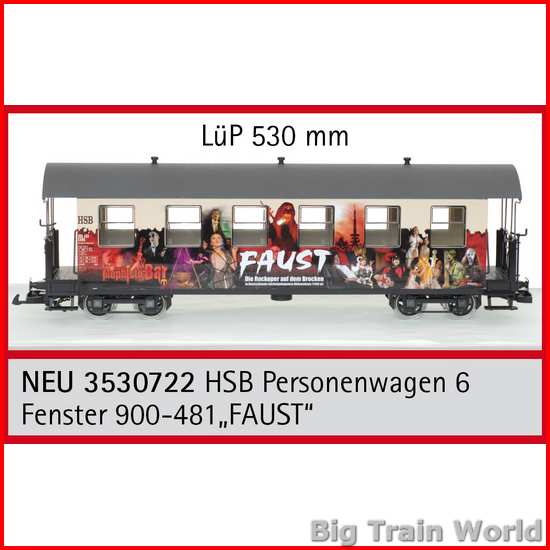 Train Line45 3530722 - HSB Personenwagen 6 Fenster 900-481 "FAUST" - Als nieuw